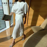 Korean Fashion Pleated Skirts Womens 2021 White Long Patchwork High Waist Midi Summer Skirt A Line High Fashion