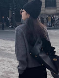 Aesthetic Harajuku Cardigan Mujer Kardigan Turtleneck Streetwear Grey Crop Tops Zipper 2024 Autumn All Match Solid