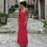 Contrast Spaghetti Strap Bodycon Maxi Dress- Outfit
