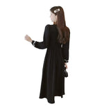 Zingj Summer New French Square Collar Solid Color Long Sleeve Sweet Temperament Show Thin Reduce Age In The Long Dress-Outfit