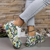 Size With Graffiti Low-Top Single Shoes Women Thick-Soled Leisure Sports Shoes