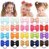 Solid Grosgrain Ribbon Bows For Baby Girls Ponytail Holder Hair Bands Elastic Rope Handmade Headband Hair
