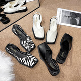 Zingj New Style Head Cover Square Heel Sandals Comfortable Flat-Soled Fashionable Square Head Ma Lizhen Sandals 211-1-Outfit