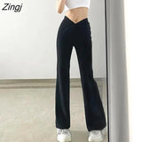 Pants Women Pure Simple Daily All-match Sexy Korean Style Hot Girls Basic Summer Flare Trousers Trendy Leisure Slim