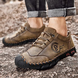 Zingj New Men's Casual Shoes Handmade Outdoor Travel Shoes Fashionable British Leather Shoes Breathable Men's