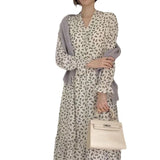 Zingj Ripe Wind Small White Dress Covers The Belly Dress Foreign Style Dress French Grandiflorum Retro Autumn High Waist Hepburn Floral Skirt-Outfit