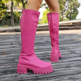 Boots Female Knight Boots 2025 New Elastic Thin Boots Thick Bottom High Boots Small But Knee