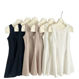 Temperament Waistless Sleeveless Dress Women's Summer Milk Tea Commuting Short Skirt Miu Familial Vest