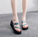 Shoes Woman Bohemian Flower Flat Slippers Summer Sandalias Non-slip Beach Shoes Flip Flops Flower Slipper High Heel