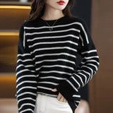 Winter Classic Striped Loose Casual Sweater Tops Women Fashion All-match Knitting Pullover Korean Style Female