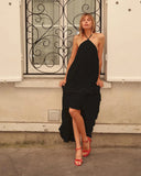 Halter Neck Ruched Midi Dress-Outfit