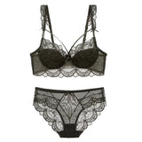 New Top Ultra-thin Underwear Set Push-up Bra And Panty Sets Hollow Brassiere Gather Sexy Bra Plus Size Lace Lingerie