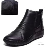 Leather Shoes Women Boots 2021 Autumn Winter Fashion Handmade Ankle Boots Warm Soft Outdoor Casual Flat Shoes