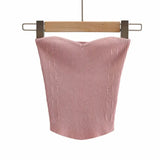 Sexy Cropped Tube Tops Woman Ribbed Knitted Strapless Tops Off Shoulder Slim Vest