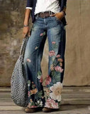 Zingj Plus Size Casual Pants Thin Jeans Wide Leg Pants 211-0-Outfit