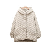 Light Down Jacket 2024 New Loose Simple Hooded Large Size White Duck Down Thin Coat-Outfit