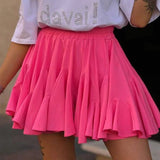 Ruffles Solid Elastic Waist Mini Skirt- Outfit