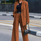 Spot 2025 Autumn / Winter New Solid Color Long Sleeve Women's Street Shot Two Casual Suit