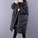 Winter Loose Hooded Long Jacket Women 90% White Duck Down Coat Hight Quality Bread Parka Thick Warm Splicing