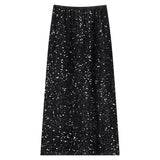Pink Sequin Midi Skirts For Women Fashion Evening Party High Waist Slim Fit Skirt Long Black Gray Glitter Female