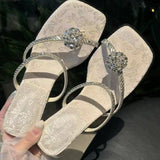Head One Foot Pedaled Drag Woman 2025 Korean Version Of The Small Temperament Transparent Heel Sandals 100 Matching Skirts Wearing Fashion