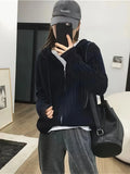 Zipper Hooded Sweater Knitted Cardigan Jacket Women's 2024 Autumn New Loose Lazy Style Outer