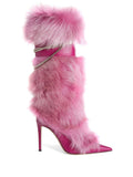 Haired Boots 2025 Autumn/Winter Tip Fine And Warm Cowhide Fox Hair Fine High
