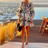 2025 Women's Fall New Ladies Fashion Print Beach Loose Short