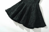 Jacquard Solid Back Lace Up Strap Mini Dress- Outfit