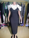Red Fashion Big Flower Body Sleeveless Tight Casual Long Banded Dress Evening Dress Women's
