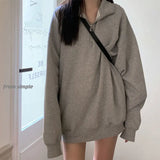 Oversized Sweatshirts Women Autumn Winter 2022 Half Zip Up Pullover Casual Tops Polo Clothes Streetwear Sudaderas De