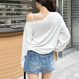 2024 Summer New Women's Fashion Trend Hop Print Loose Long-Sleeved And Shoulder