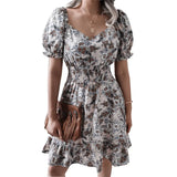 Dress Ladies Vintage Print Chiffon Women Casual Ruffles Party Beach Summer Dress Women Sundress Female Vestidos
