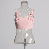 Sexy Small Sling 2025 Spring New Fashion Three-Dimensional Flower Splicing Design Ultra-Short Vest