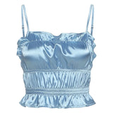 Fashion Camisole Women Street Casual Ruffles Crop Top Vest Women Solid Strapless Tees Girl Camis 2020
