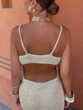 Knit Cut-Out Strappy O-Neck Midi Dress- Outfit