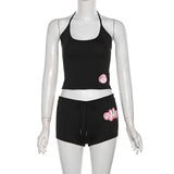 2025 Women's New Hanging Neck Repair Vest Low-Rise Ass Tight Shorts