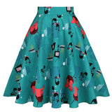Cat Printed Short Swing Cotton Casual Summer Skirts High Waist Vintage Retro Skater Punk Harajuku Midi Skirt faldas
