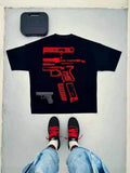 Men's T-Shirt Y2K Short-Sleeved Men's Former Dormitory Hip-Hop Loose Letter Printing Handsome Fried Street Round Collar Cotton Oversized