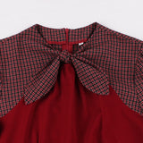 Rockabilly Plaid Tunic Dress With Belt Vintage Cap Sleeve 50S Sundress Gingham A Line Summer Swing Cotton Elegant
