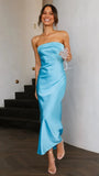 Zingj Spring And Summer New Temperament Famous Yuan Satin Hollow Out Back Wipe Chest Money Dress Long