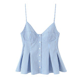 Buckle Swing 2025 Wide Short Female Vest Open Back Sexy Sling Skirt V-Neck