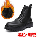 Zingj Winter New Thick Bottom Add Velvet 6 Hole British Wind Trend Martin Boots Warm Plus Fur Men's Ankle Boots
