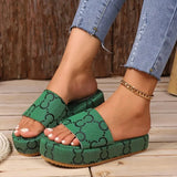 Zingj Bottom Slippers Women Wear The New 2024 Washed Letter Embroidery One Word Pine Platform Heighten Cool