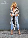 Zebra Pattern White Chiffon Tunic Plus Size Sexy Beach Wear Kimono Summer Clothing For Women Tops and Blouses Shirts