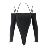 Zingj Summer New Dress Sexy Hot Girl Street Hanging Neck Sling Long Sleeve Jumpsuit