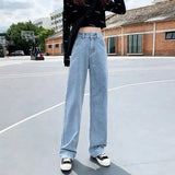 Street Fashion Retro Jeans Women Y2K New Multi-Pocket Straight Mopping Wide-Leg Pants Couple Hip-Hop Casual Loose