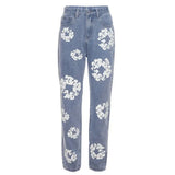 2024 Men's And Women's New Street Fashion Printed High-Waisted Straight Tube Slim