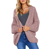 spring and autumn new thick needle twist knit cardigan women's mid-length solid color casual loose coat