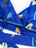 New Women Two-piece Skirt Suit Straps Tube Top Skirt Sweet Printed Bra Naked Waist Chic Beach Dance